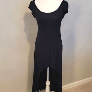 Cut out cross back high low dress with studs-navy